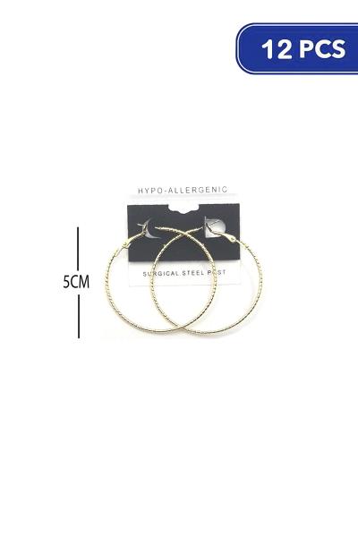 Twist Metal Hoop 50mm Earring (12 Units)