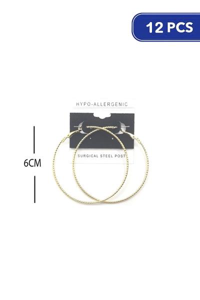 Twist Metal Hoop 60mm Earring (12 Units)