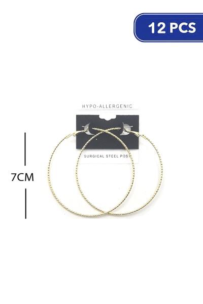 Twist Metal Hoop 70mm Earring (12 Units)
