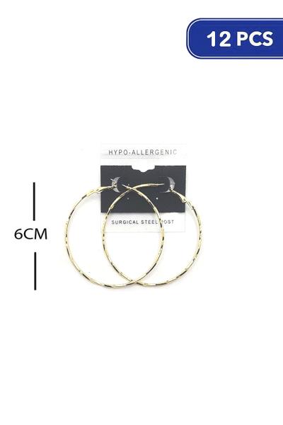 Hammered Metal Hoop 60mm Earring (12 Units)