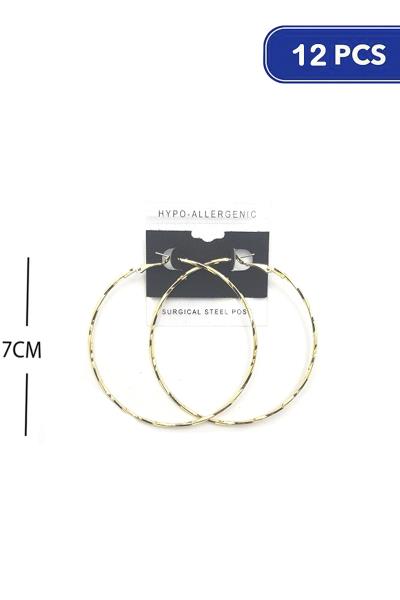 Hammered Metal Hoop 70mm Earring (12 Units)