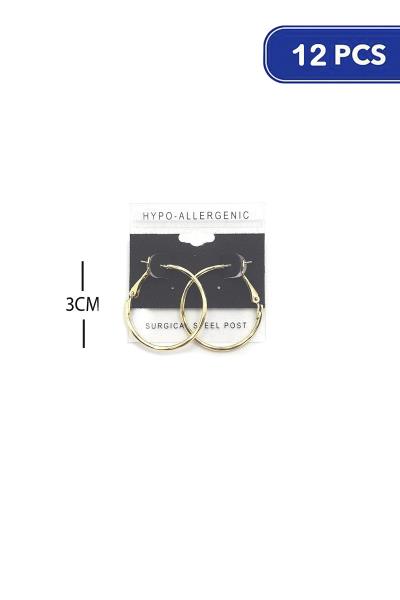 Metal Hoop 30mm Earring (12 Units)