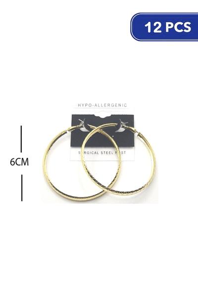 60mm Textured Hoop Earring (12 Units)