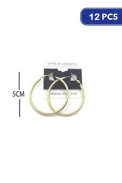 50mm Textured Hoop Earring (12 Units)