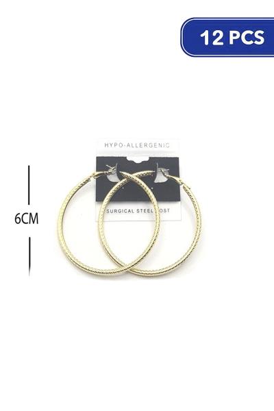 60mm Textured Hoop Earring (12 Units)