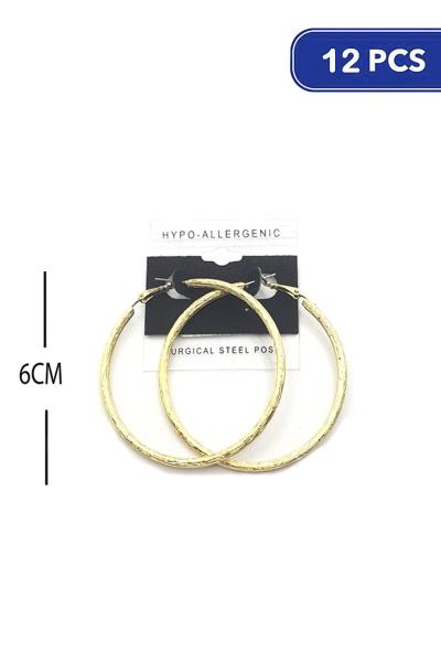 60mm Textured Hoop Earring (12 Units)