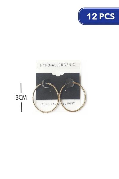 30mm Texture Endless Hoop Earring (12 Units)