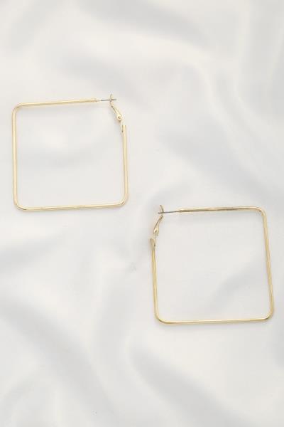 FASHION SQUARE METAL HOOP 50 MM EARRING