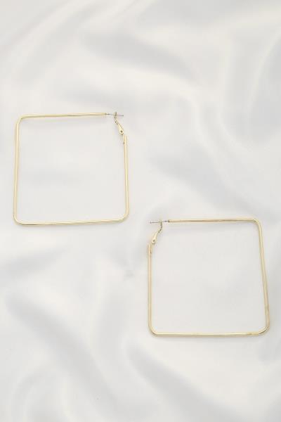 FASHION SQUARE METAL HOOP 60MM EARRING