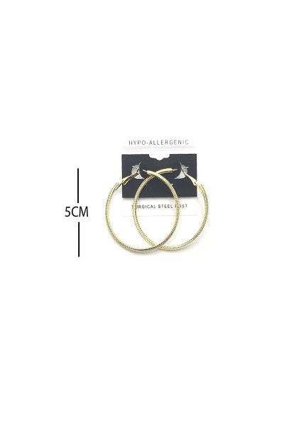 FASHION TEXTURE METAL HOOP 50MM EARRING