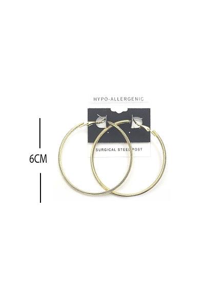 FASHION TEXTURE METAL HOOP 60MM EARRING