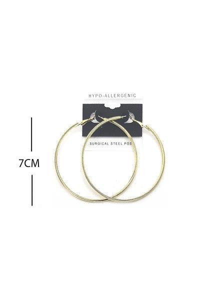 FASHION TEXTURE METAL HOOP 70MM EARRING