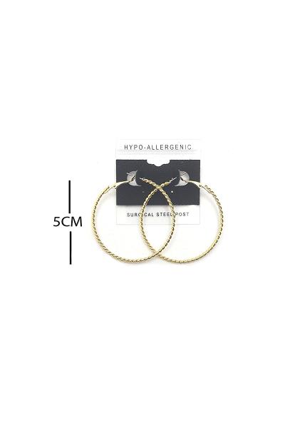 FASHION TWIST METAL HOOP 50MM EARRING