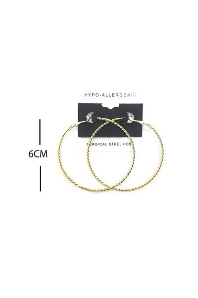 FASHION TWIST METAL HOOP 60MM EARRING