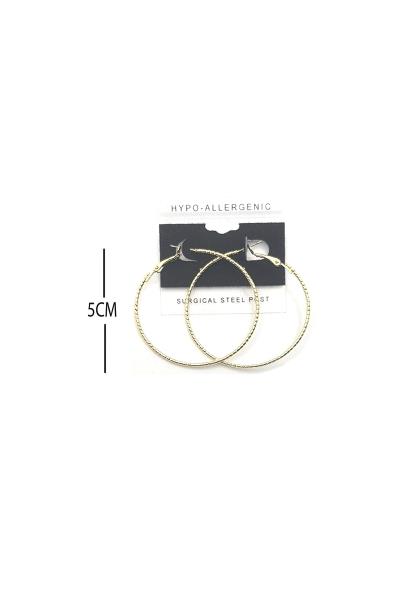 FASHION TWIST METAL HOOP 50MM EARRING