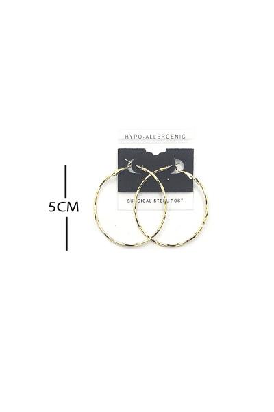 FASHION HAMMERED METAL HOOP 50MM EARRING