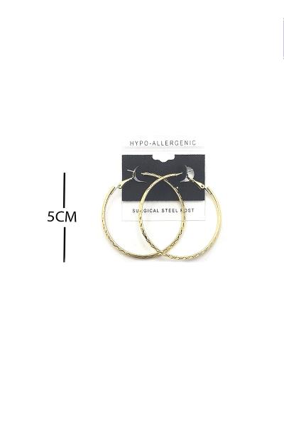 FASHION TEXTURE METAL HOOP 50MM EARRING