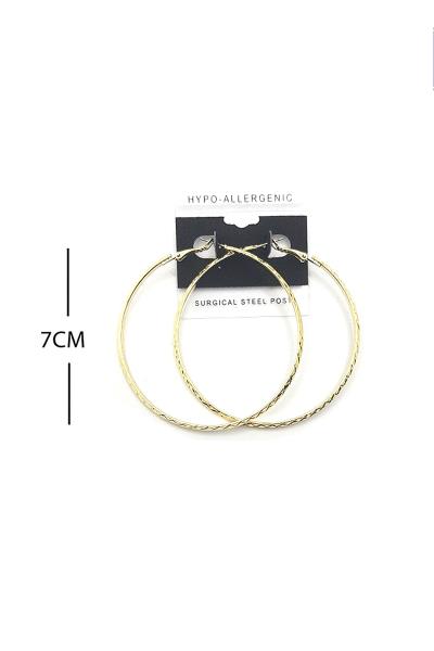 FASHION TEXTURE METAL HOOP 70MM EARRING