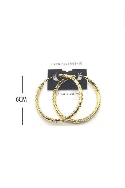 FASHION TEXTURE METAL HOOP 60MM EARRING