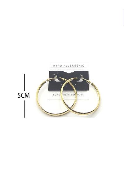 FASHION TEXTURE METAL HOOP 50MM EARRING