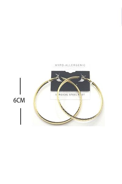 FASHION TEXTURE METAL HOOP 60MM EARRING