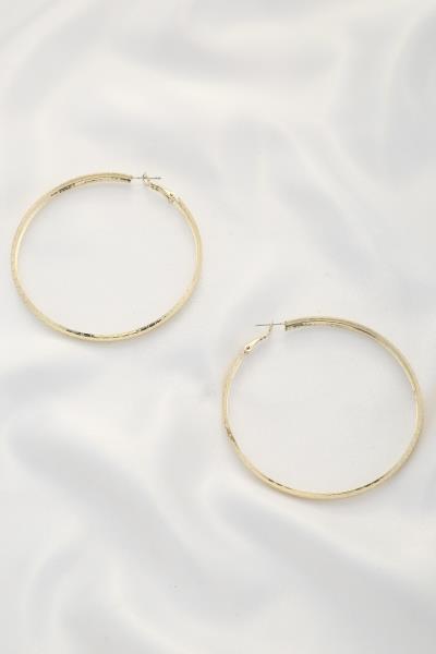 FASHION TEXTURE METAL HOOP 70MM EARRING