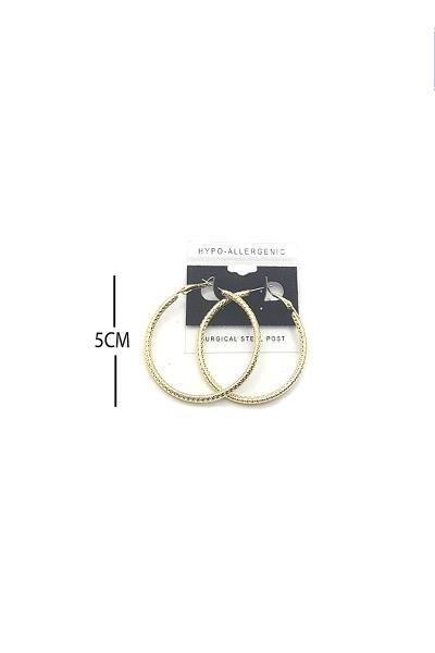 FASHION TEXTURE METAL HOOP 50MM EARRING