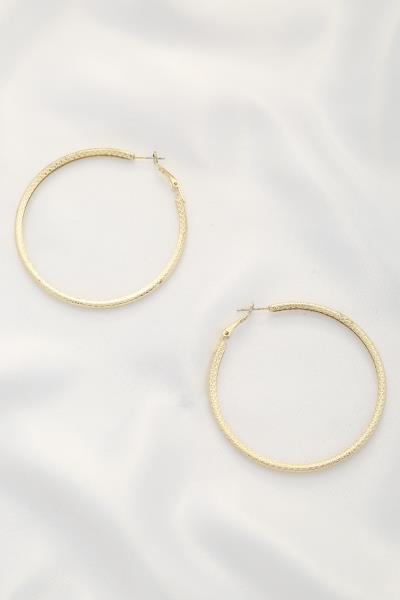 FASHION TEXTURE METAL HOOP 60MM EARRING