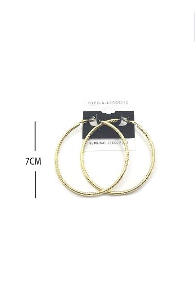 FASHION TEXTURE METAL HOOP 70MM EARRING