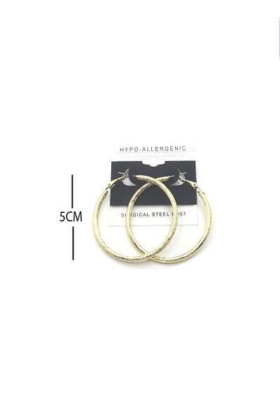 FASHION TEXTURE METAL HOOP 50MM EARRING