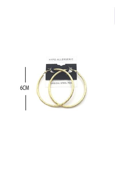 FASHION TEXTURE METAL HOOP 60MM EARRING