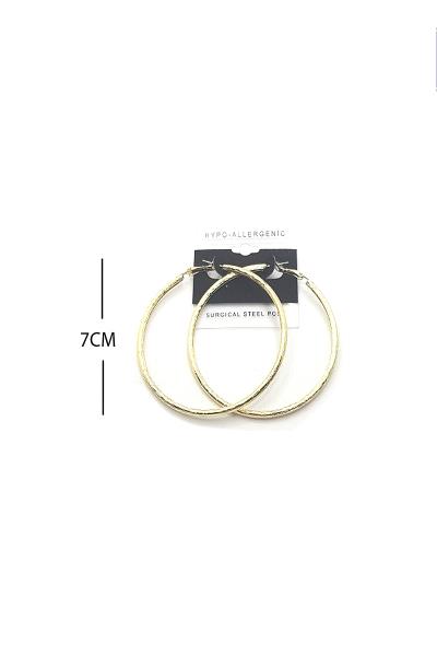 FASHION TEXTURE METAL HOOP 70MM EARRING