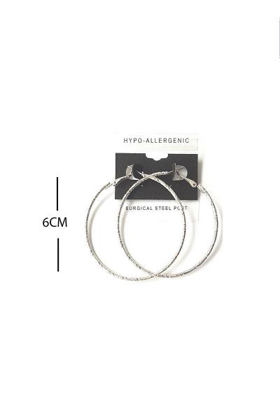 FASHION TEXTURE METAL HOOP 60MM EARRING