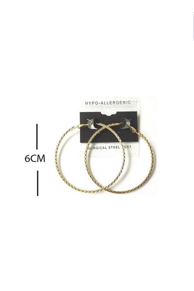 FASHION TEXTURE METAL HOOP 60MM EARRING