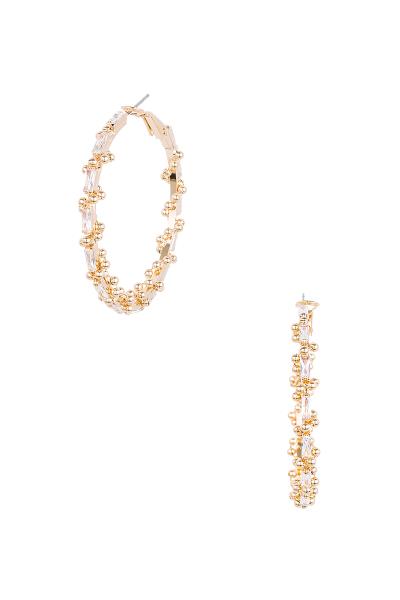 CRYSTAL BALL CHAIN TWIST 40MM HOOP EARRING