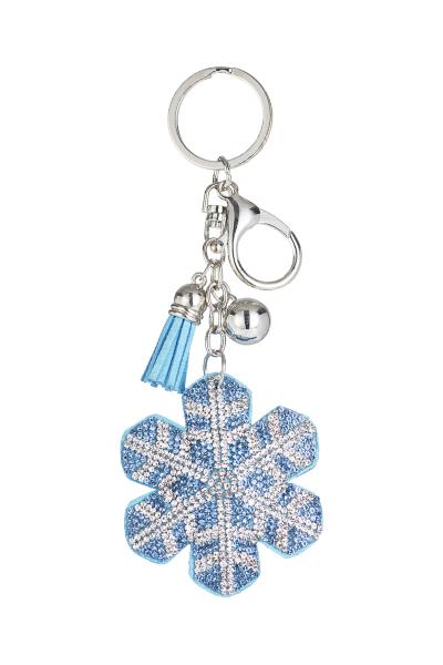 CHRISTMAS RHINESTONE SNOW FLOWER TASSEL KEY CHAIN