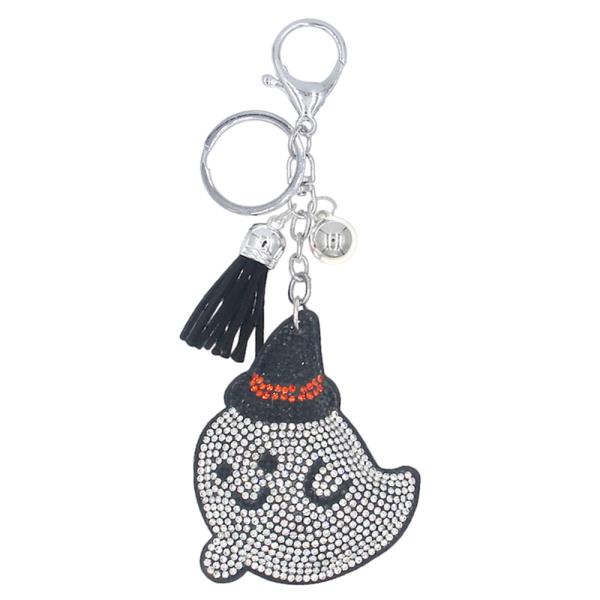 HALLOWEEN RHINESTONE GHOST TASSEL KEY CHAIN