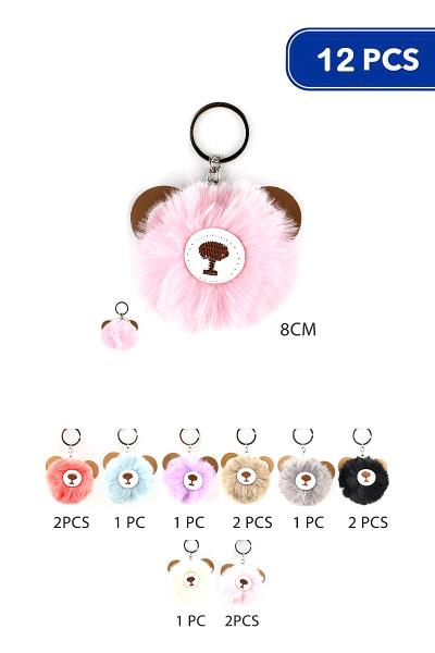 Cute Furry Bear Key Chain (12 Units)