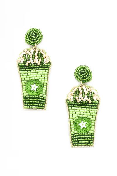 Seed Bead Rhinestone Champagne Dangle Earring