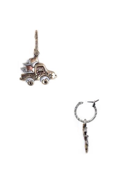 CHRISTMAS METAL TWO TONE CAR DANGLE HOOP EARRING