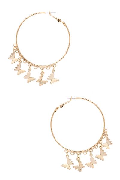 BUTTERFLY CHARM HOOP EARRING