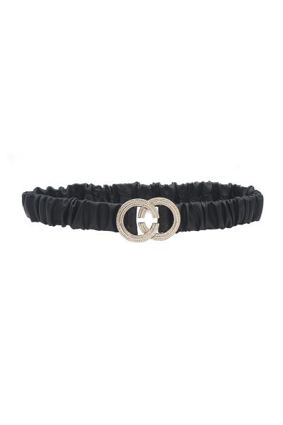 RHINESTONE PAVE INVERTED C BUCKLE ON SKINNY SCRUNCH BODY