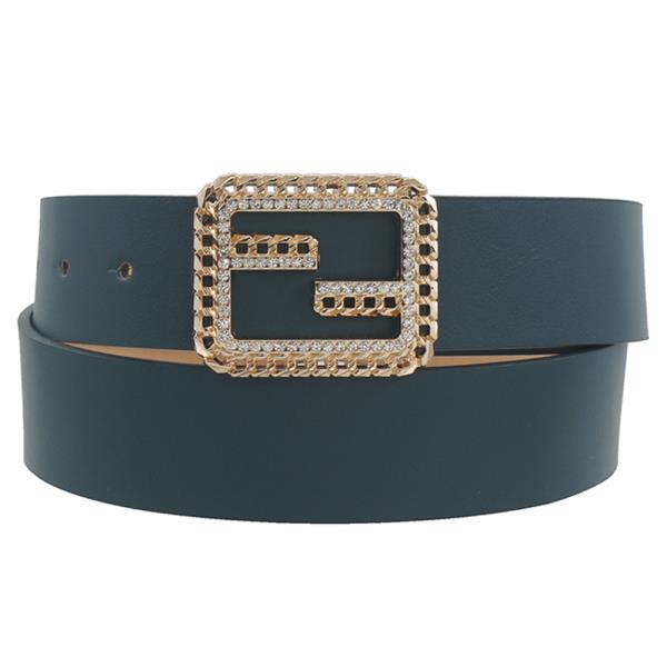 FF BUCKLE WITH CHAIN AND RHINESTONE TRIM DESIGN BELT