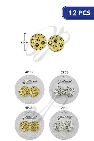 Happy Face Round Stud Earring (12 Units)