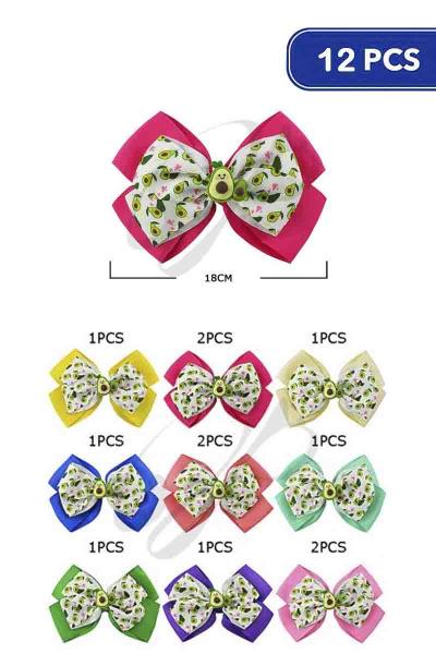 Avocado Ribbon Hair Bow (12 Units)