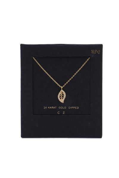 LEAF CHARM 14 KARAT GOLD DIPPED NECKLACE