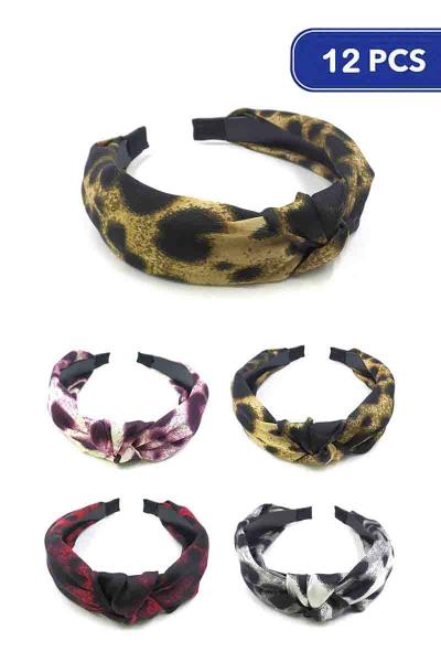 Leopard Print Mid Knot Headband (12 Units)