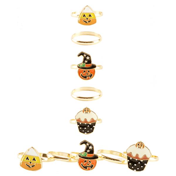 HALLOWEEN DESIGN METAL 5 PC RING SET