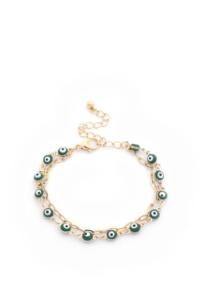 Oval Link Enamel Evil Eye Layered Bracelet