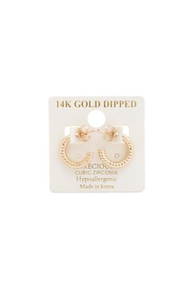 14K Gold Dipped Textured Open Hoop Earring